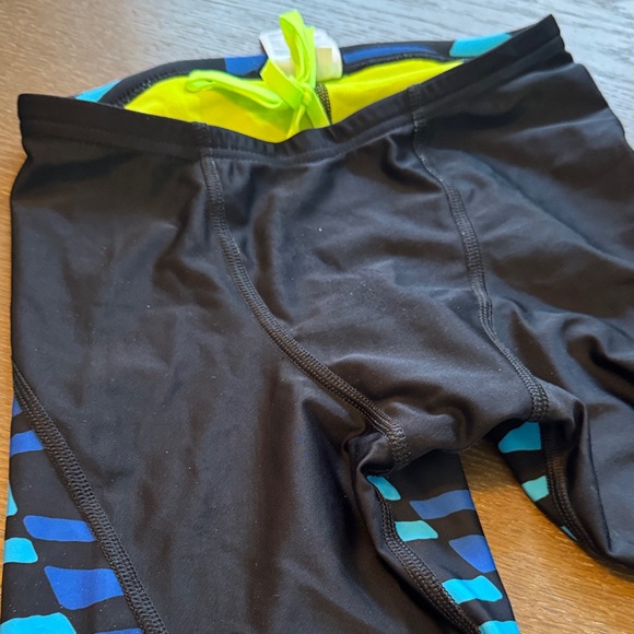 Speedo Black Swim Shorts with Blue Stripes - Picture 8 of 8